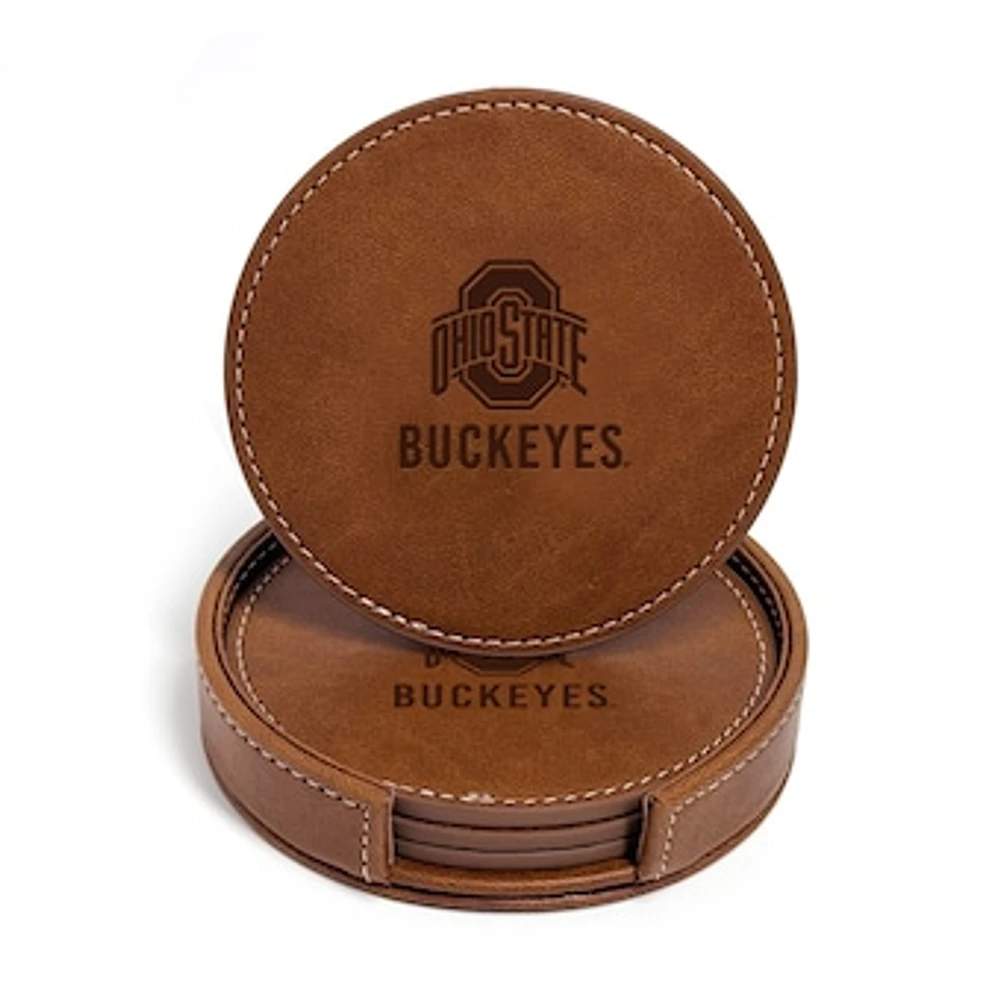 Ohio State Buckeyes 4-Pack Faux Leather Coaster Set