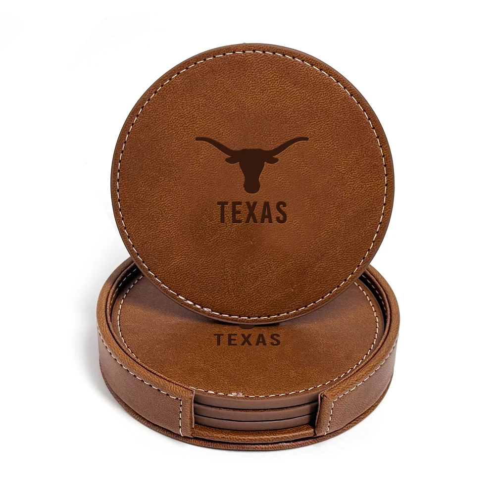 Texas Longhorns 4-Pack Faux Leather Coaster Set