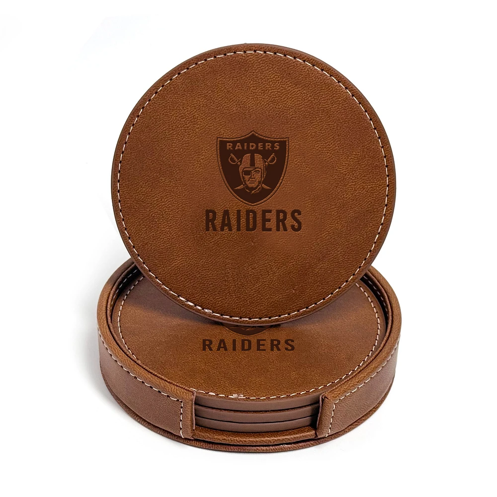 Las Vegas Raiders 4-Pack Faux Leather Coaster Set