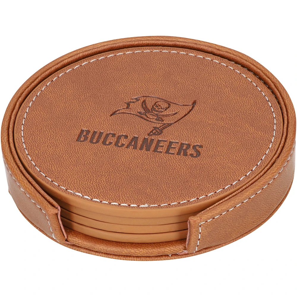 Tampa Bay Buccaneers 4-Pack Faux Leather Coaster Set