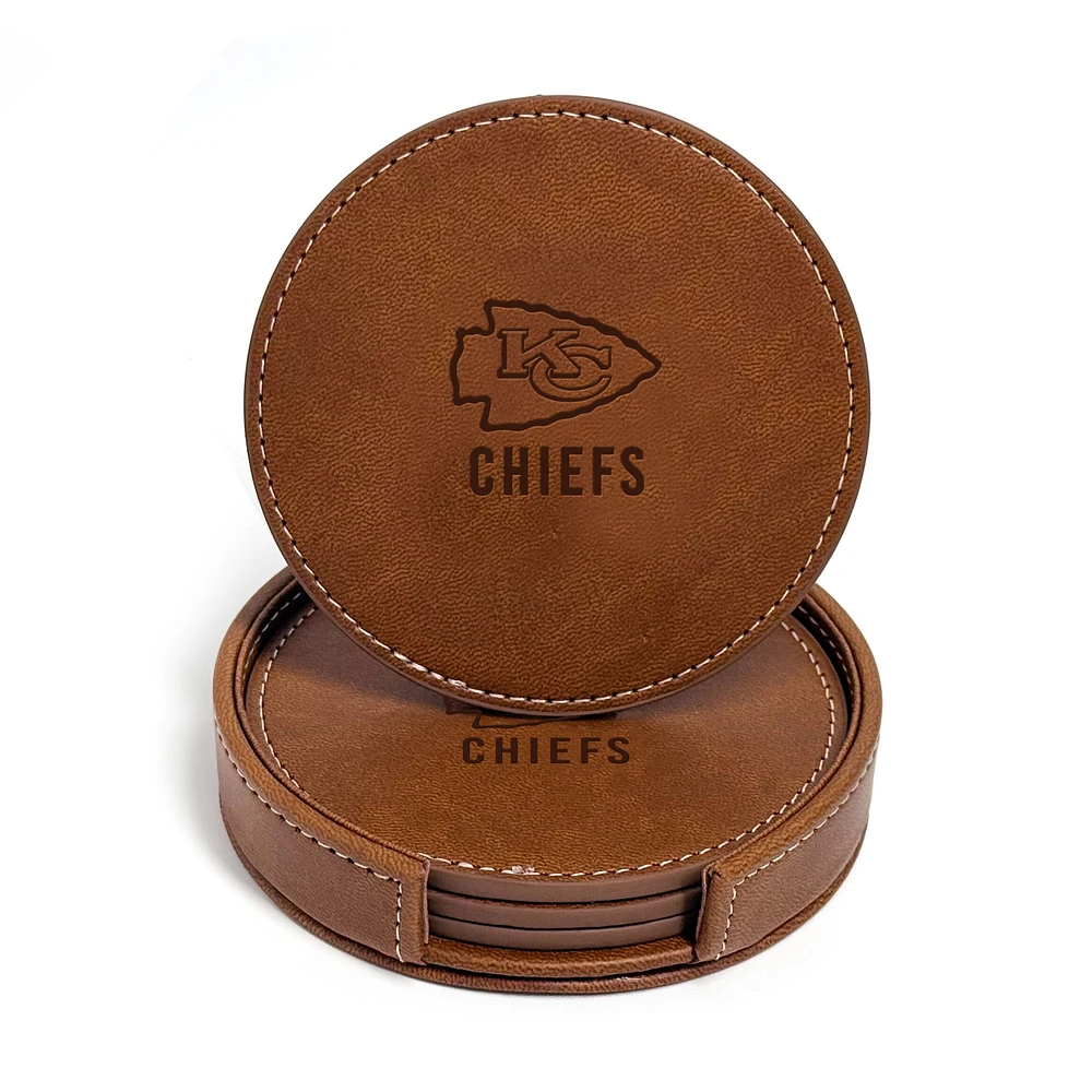 Kansas City Chiefs 4-Pack Faux Leather Coaster Set