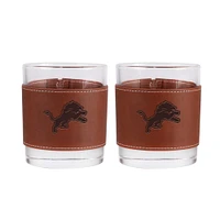 Detroit Lions 2-Pack 12oz Rocks Glass with Leather Wrap