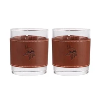 Minnesota Vikings 2-Pack 12oz Rocks Glass with Leather Wrap