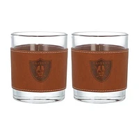 Las Vegas Raiders 2-Pack 12oz Rocks Glass with Leather Wrap