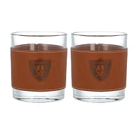 Las Vegas Raiders 2-Pack 12oz Rocks Glass with Leather Wrap