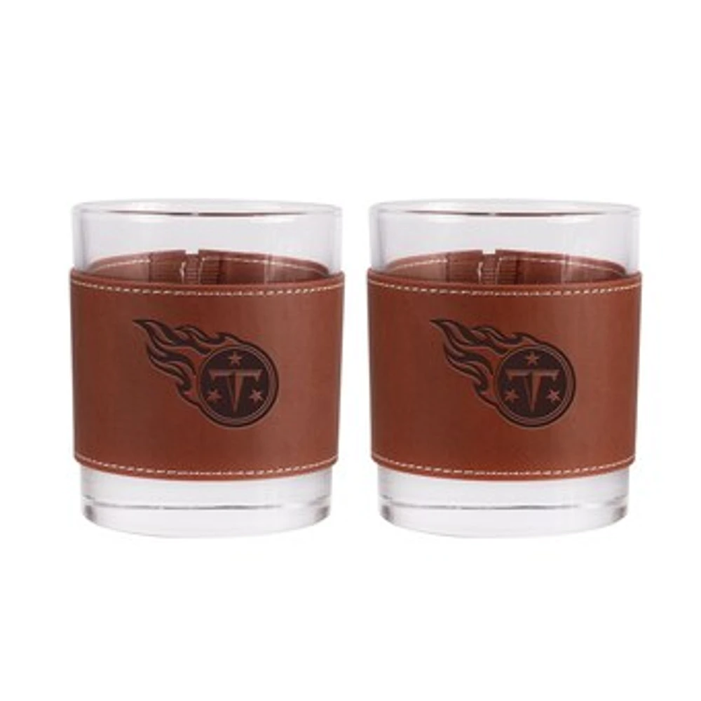 Tennessee Titans 2-Pack 12oz Rocks Glass with Leather Wrap