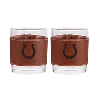 Indianapolis Colts 2-Pack 12oz Rocks Glass with Leather Wrap