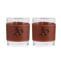 Athletics 2-Pack 12oz Rocks Glass with Leather Wrap