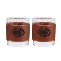 Penn State Nittany Lions 2-Pack 12oz Rocks Glass with Leather Wrap