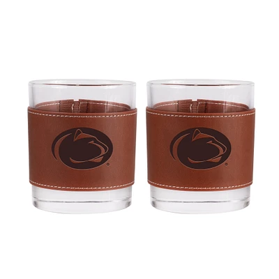 Penn State Nittany Lions 2-Pack 12oz Rocks Glass with Leather Wrap