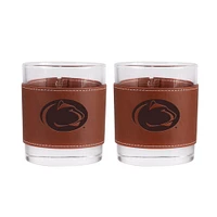 Penn State Nittany Lions 2-Pack 12oz Rocks Glass with Leather Wrap