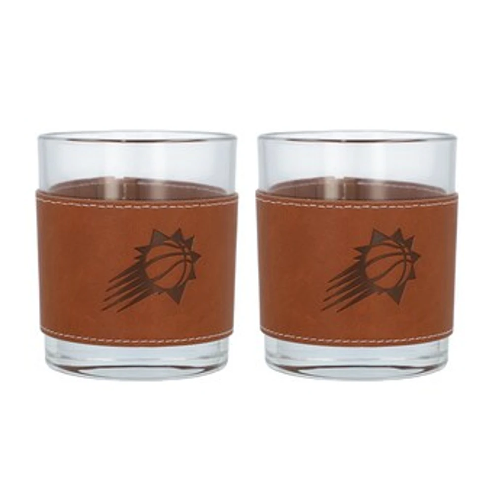 Phoenix Suns 2-Pack 12oz Rocks Glass with Leather Wrap