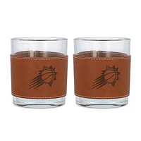 Phoenix Suns 2-Pack 12oz Rocks Glass with Leather Wrap