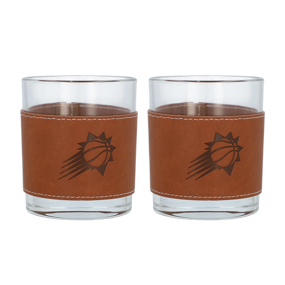 Phoenix Suns 2-Pack 12oz Rocks Glass with Leather Wrap