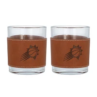 Phoenix Suns 2-Pack 12oz Rocks Glass with Leather Wrap