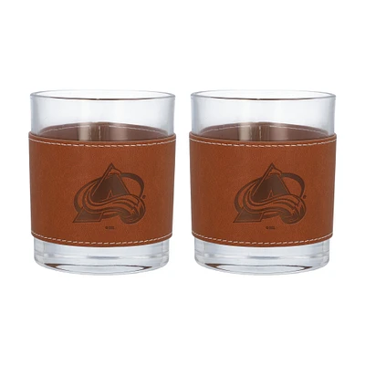 Colorado Avalanche 2-Pack 12oz Rocks Glass with Leather Wrap