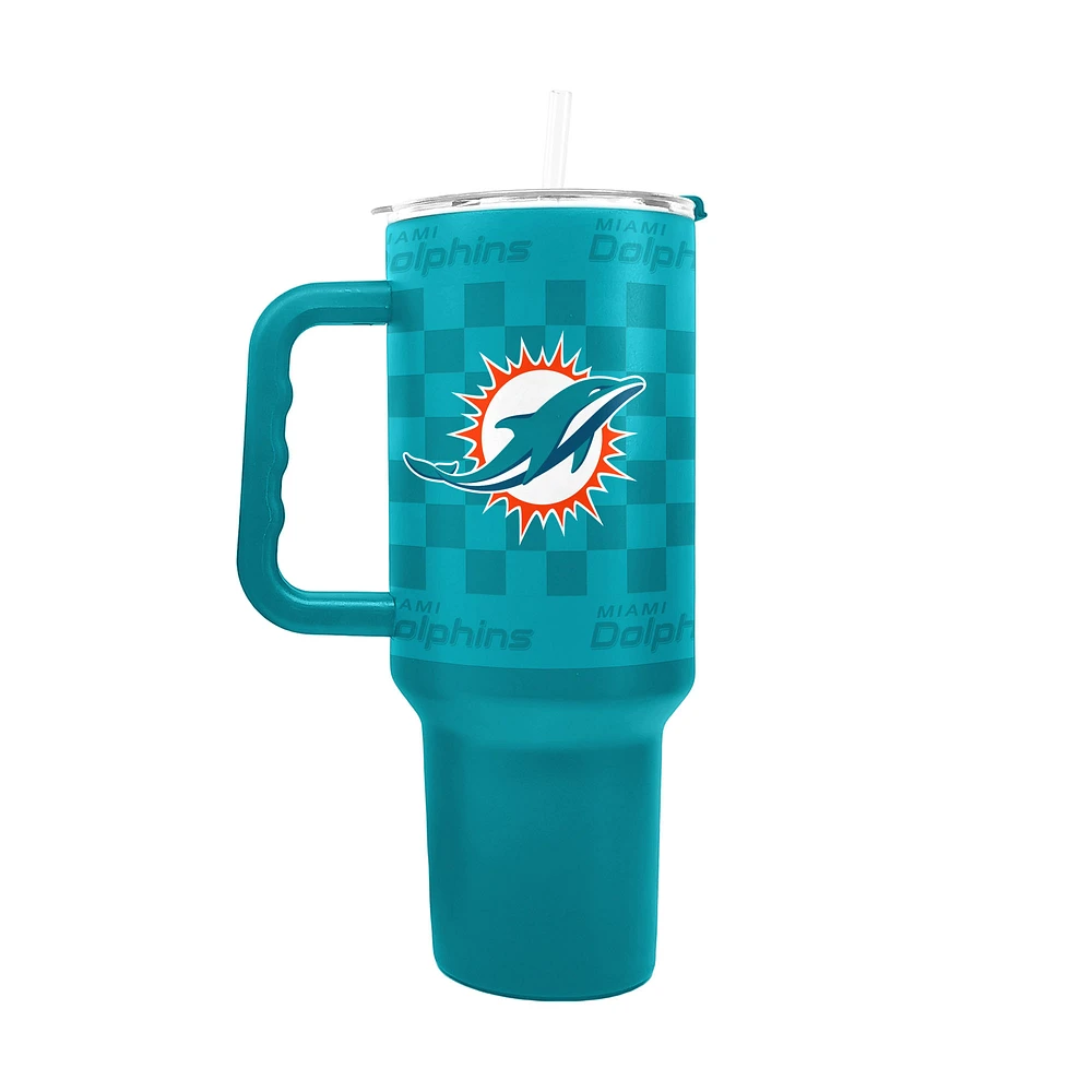 Miami Dolphins 40oz Checkered Stainless Steel Tumbler