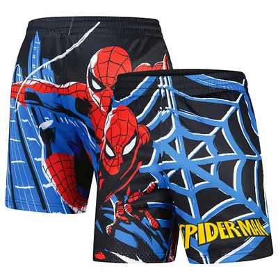 Men's  Black Spider-Man Big Print Mesh Shorts