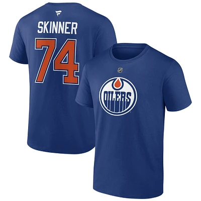 Men's Fanatics Stuart Skinner Royal Edmonton Oilers Authentic Stack Name & Number T-Shirt