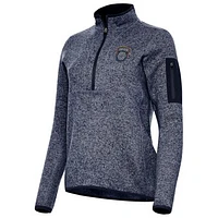 Women's Antigua Heather Navy San Diego FC Fortune Half-Zip Pullover Top