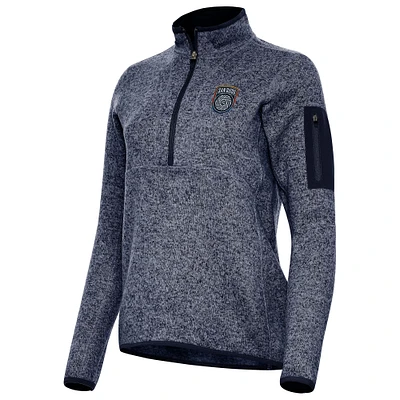 Women's Antigua Heather Navy San Diego FC Fortune Half-Zip Pullover Top