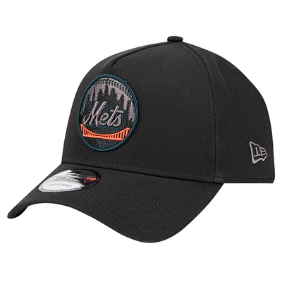 Men's New Era Black New York Mets Tonal Pop 9FORTY A-Frame Adjustable Hat