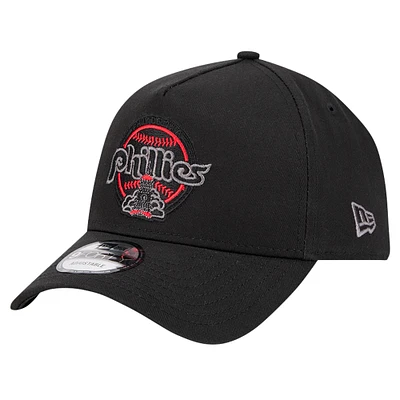 Men's New Era Black Philadelphia Phillies Tonal Pop 9FORTY A-Frame Adjustable Hat