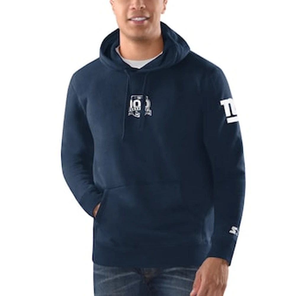 Men's Starter Navy New York Giants 100th Season Pullover Hoodie