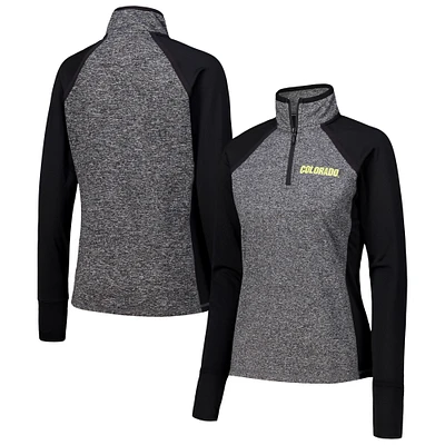 Women's Black/Heather Gray Colorado Buffaloes Finalist Raglan Quarter-Zip Jacket