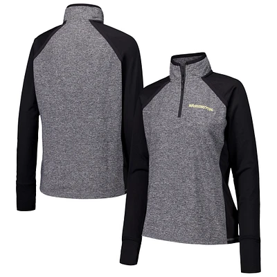 Women's Black/Heather Gray Washington Huskies Finalist Raglan Quarter-Zip Jacket