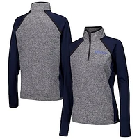 Women's Navy/Heather Gray Kansas Jayhawks Finalist Raglan Quarter-Zip Jacket