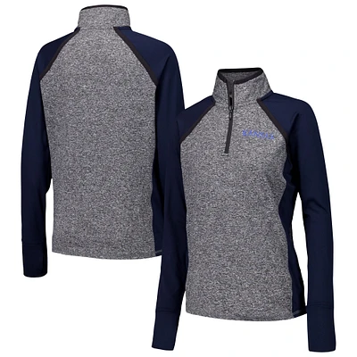 Women's Navy/Heather Gray Kansas Jayhawks Finalist Raglan Quarter-Zip Jacket