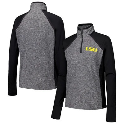 Women's Black/Heather Gray LSU Tigers Finalist Raglan Quarter-Zip Jacket