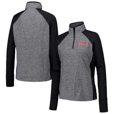 Women's Black/Heather Gray Nebraska Huskers Finalist Raglan Quarter-Zip Jacket