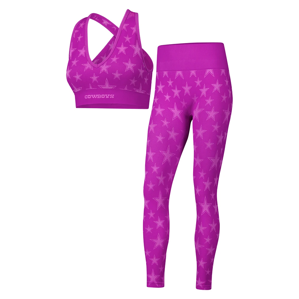 Women's Purple Dallas Cowboys Seamless Bra & Legging Knit Set