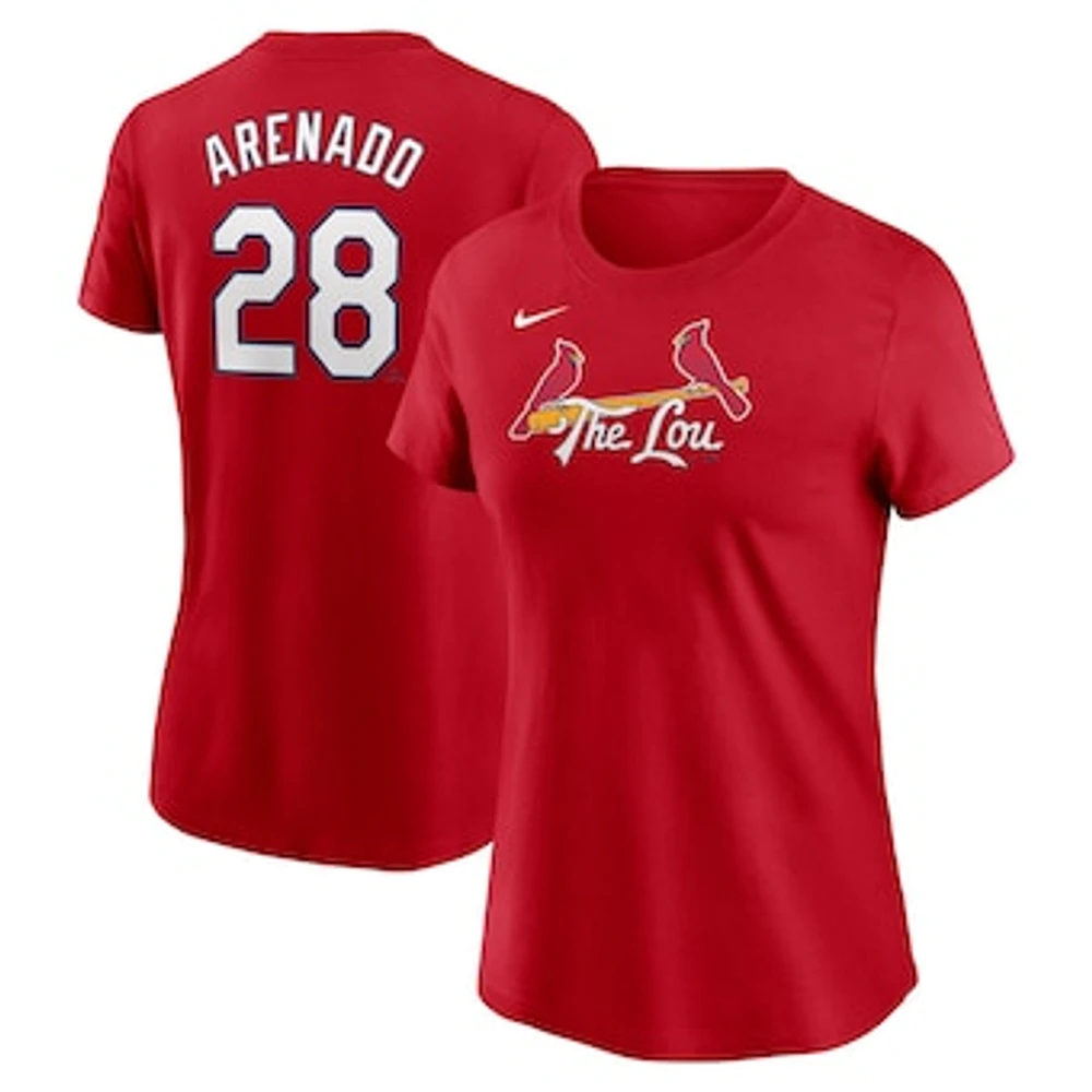 Women's Nike Nolan Arenado Red St. Louis Cardinals 2024 City Connect Fuse Name & Number T-Shirt