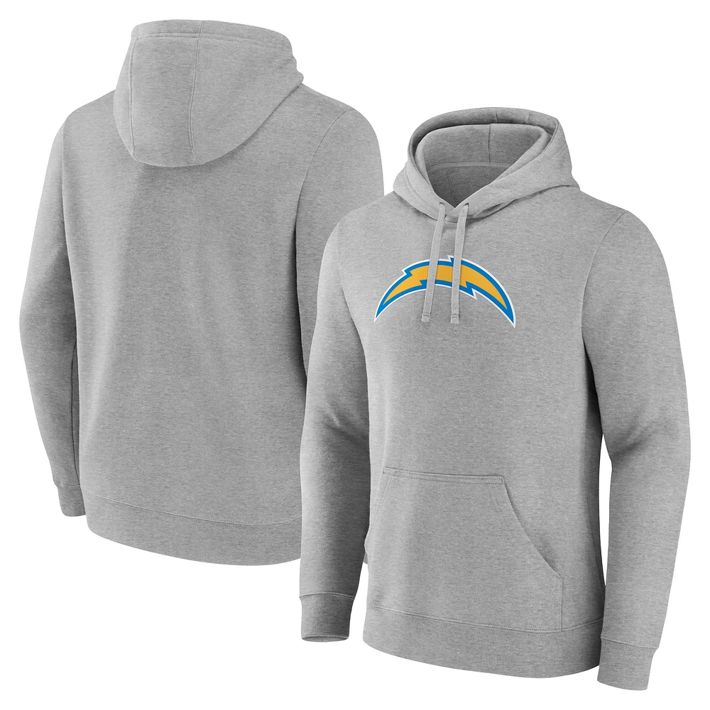 Men's Fanatics Heather Gray Los Angeles Chargers Deliver Fleece Pullover Hoodie