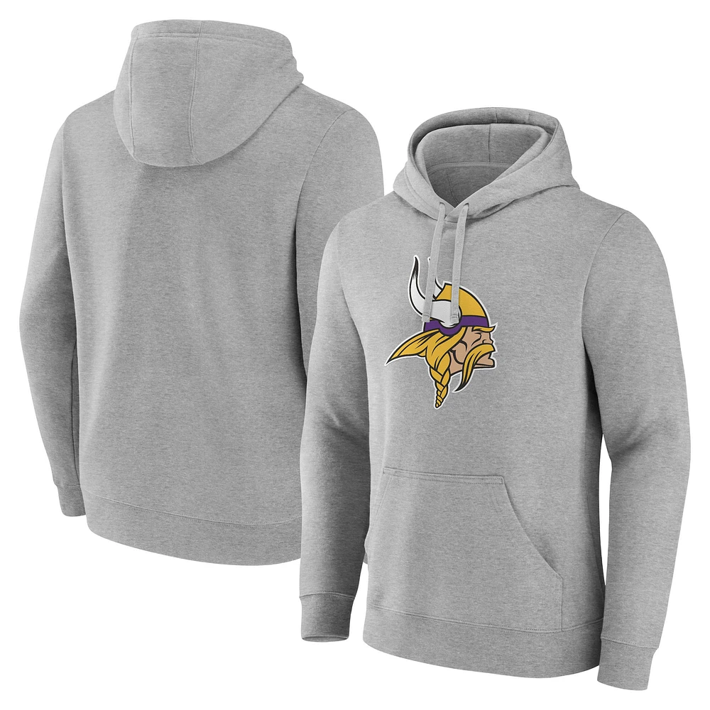 Men's Fanatics Heather Gray Minnesota Vikings Deliver Fleece Pullover Hoodie