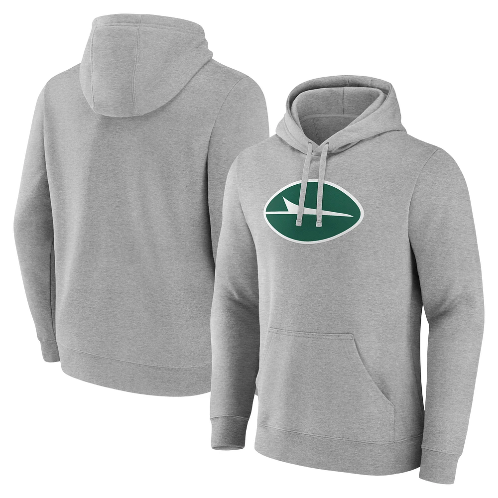 Men's Fanatics Heather Gray New York Jets Deliver Fleece Pullover Hoodie