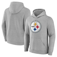 Men's Fanatics Heather Gray Pittsburgh Steelers Deliver Fleece Pullover Hoodie