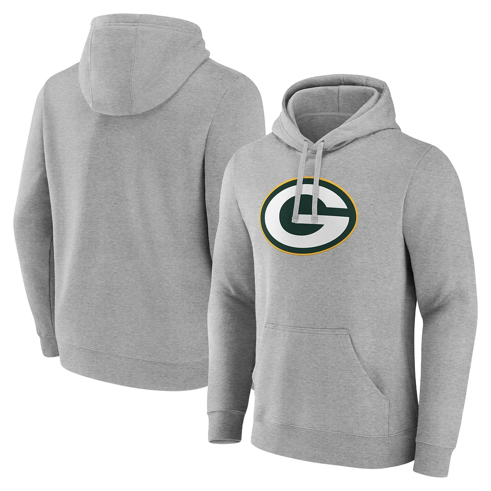 Men's Fanatics Heather Gray Green Bay Packers Deliver Fleece Pullover Hoodie