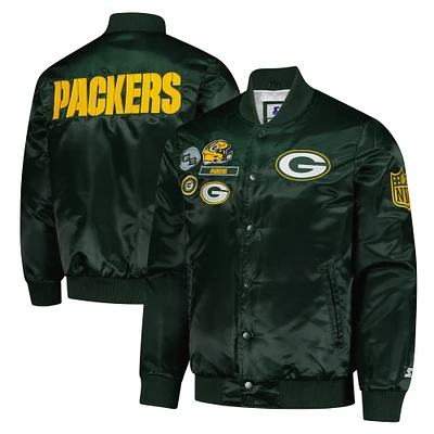 Men's Starter Green Bay Packers Exclusive Satin Full-Snap Varsity Jacket