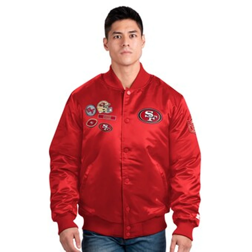 Men's Starter Scarlet San Francisco 49ers Exclusive Satin Full-Snap Varsity Jacket