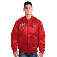 Men's Starter Scarlet San Francisco 49ers Exclusive Satin Full-Snap Varsity Jacket