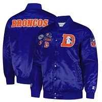 Men's Starter Royal Denver Broncos Exclusive Satin Full-Snap Varsity Jacket