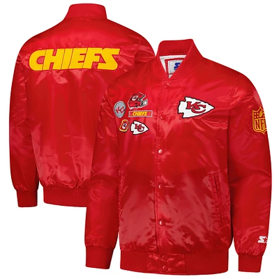 Men's Starter Red Kansas City Chiefs Exclusive Satin Full-Snap Varsity Jacket