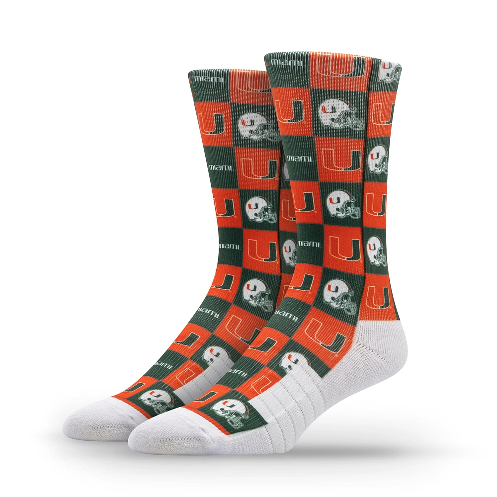 Unisex Strideline Miami Hurricanes Premium 70's Bedding Crew Socks