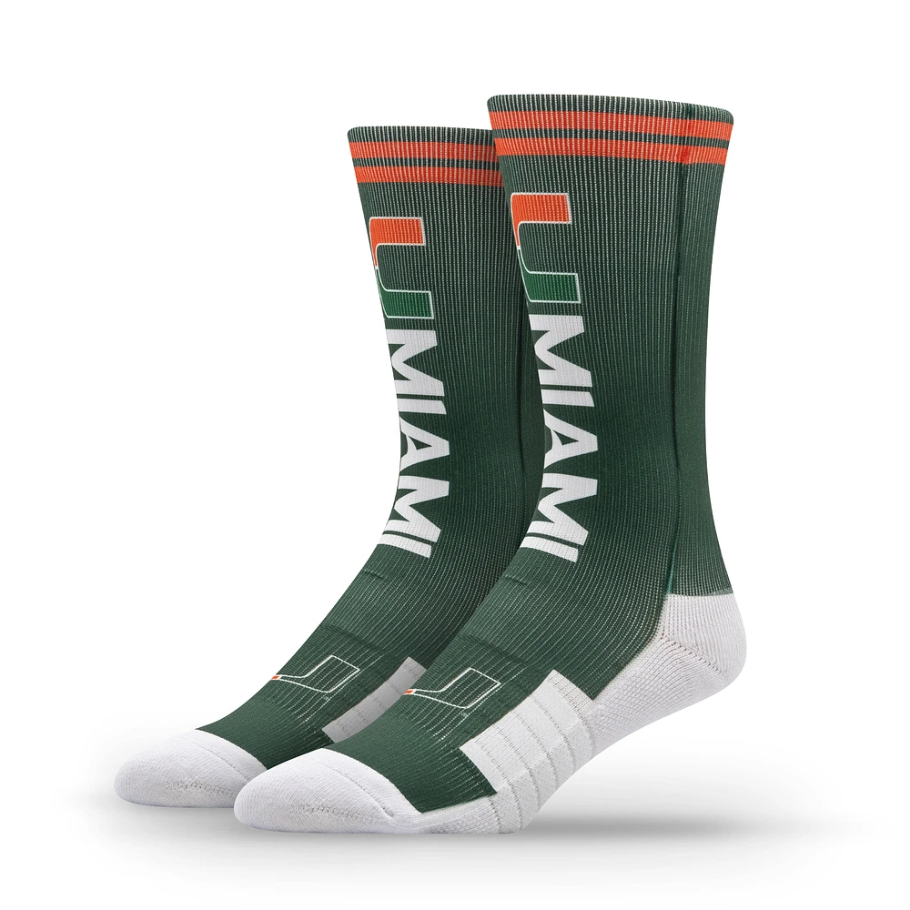 Unisex Strideline Miami Hurricanes Premium Wordmark Crew Socks