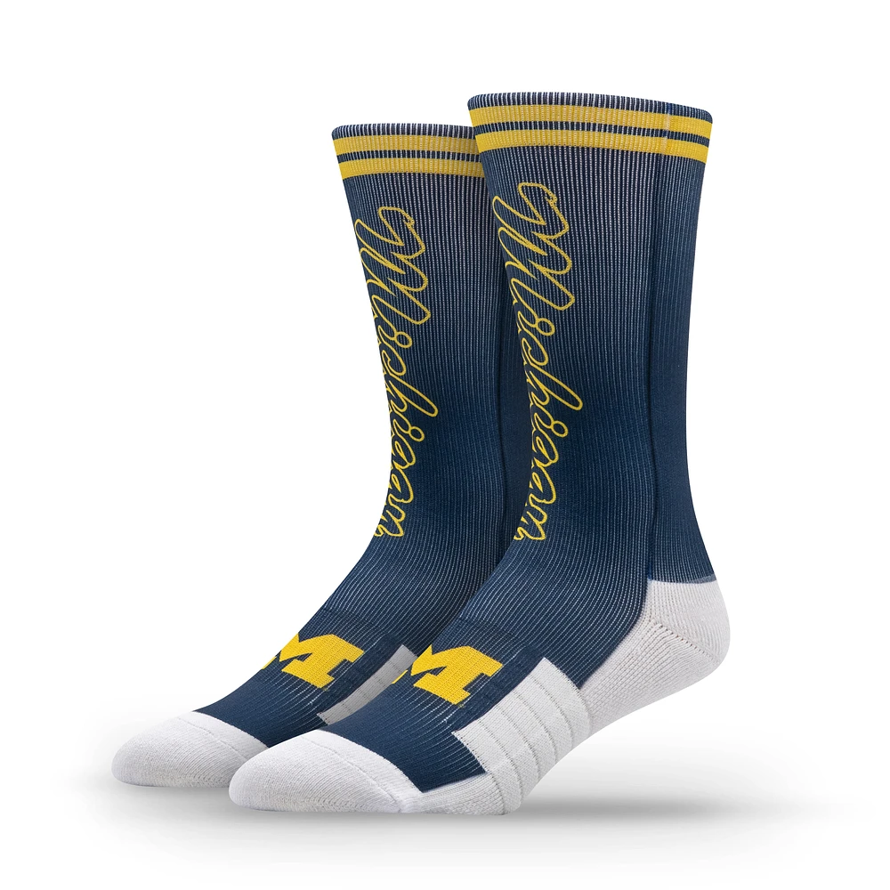 Unisex Strideline Michigan Wolverines Premium Wordmark Crew Socks