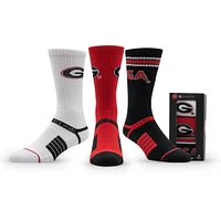 Unisex Strideline Georgia Bulldogs Premium Knit Crew Socks Three-Pack